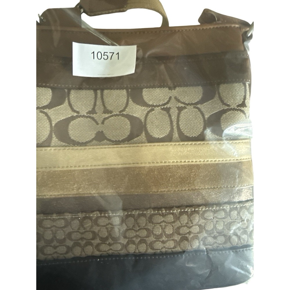 Coach patchwork stripes brown leather Signature Canvas Crossbody Bag - Picture 4 of 4